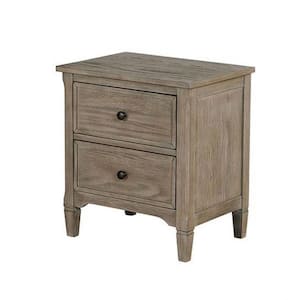 22 in. Gray 2-Drawer Wooden Nightstand