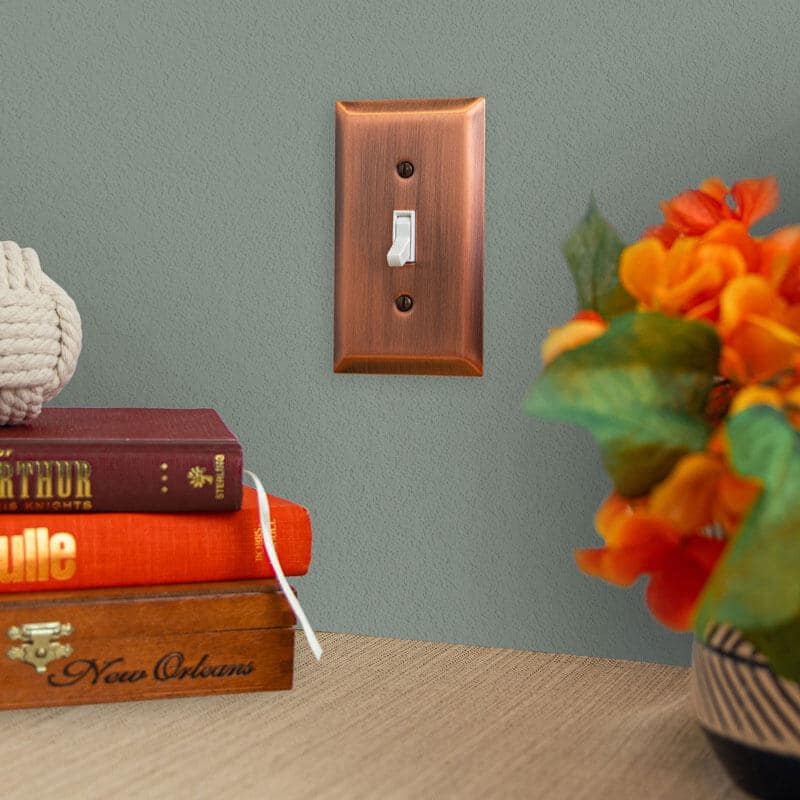 Antique Copper Quad Toggle Steel Wall Plate