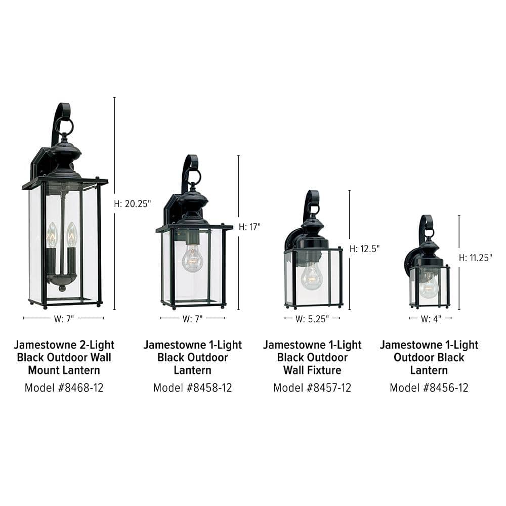 Black 20.25 Inch 2-Light Outdoor Wall Lantern with Clear Glass