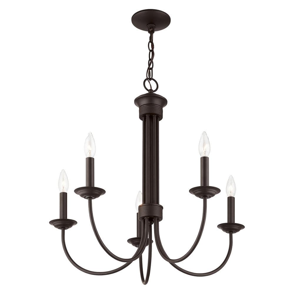 Estate Bronze 5-Light Classical Chandelier with Candelabra Base