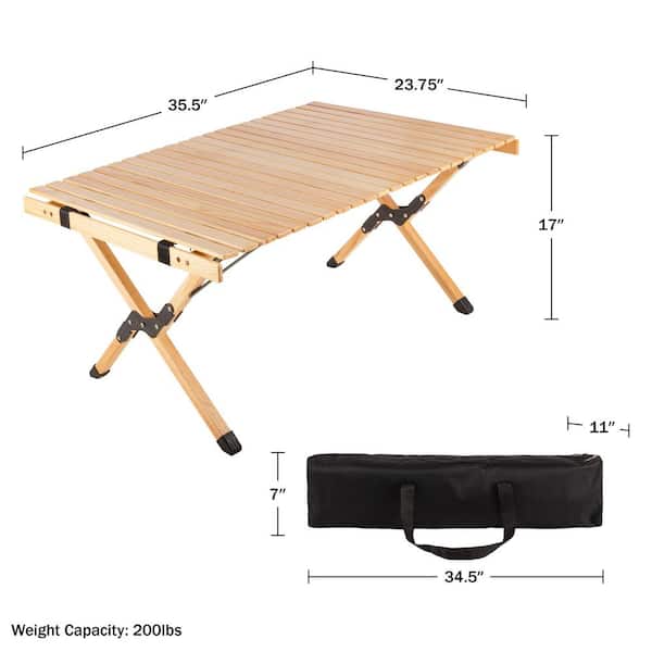 Wakeman Outdoors 23.75 in. Mocha Rectangle Portable Camping Wood