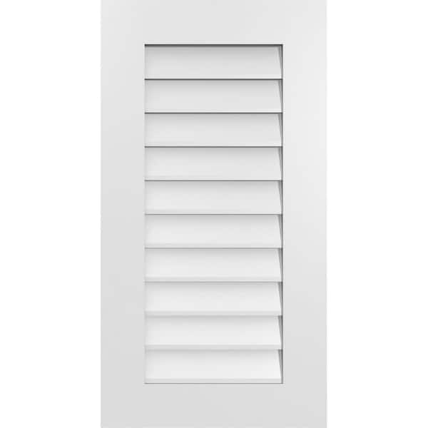 Ekena Millwork 18 in. x 34 in. Vertical Surface Mount PVC Gable Vent: Decorative with Standard Frame
