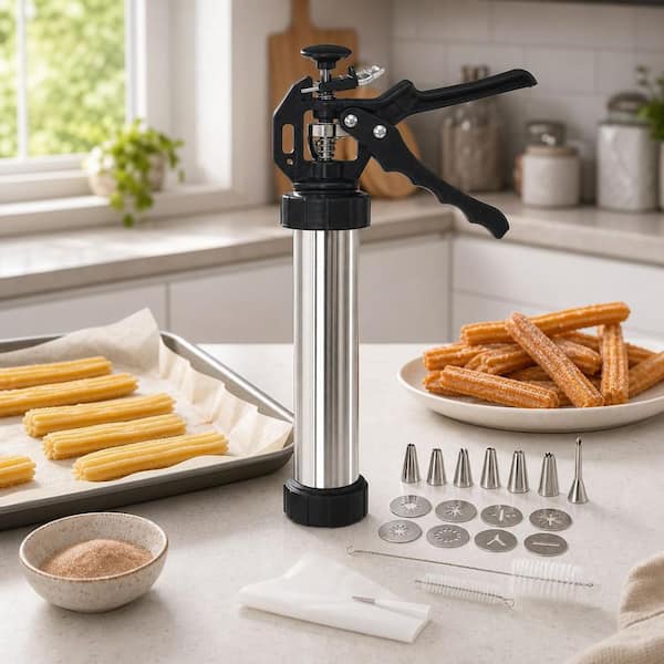 Wudkey Churro Maker Machine, 21-Piece Stainless Steel Churro Gun