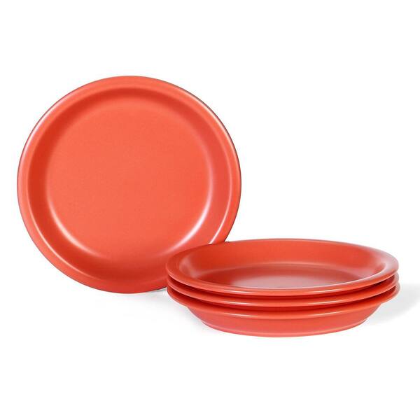 8 Inch Rustic Matte Glaze Ceramic Salad Plates Set of 4 Stoneware Dinnerware for Everyday Use Terracotta