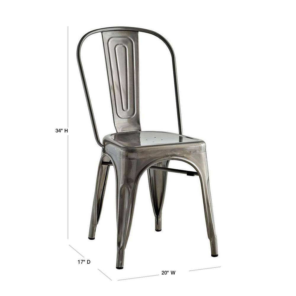 Gunmetal High Back Metal Side Chair