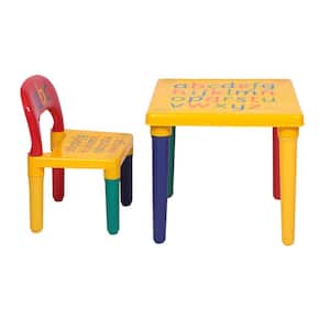 2-Piece Plastic Square Outdoor Dining Set Study/Play/Arts Patio Desk and chair for Babies (Age 3 and Up)