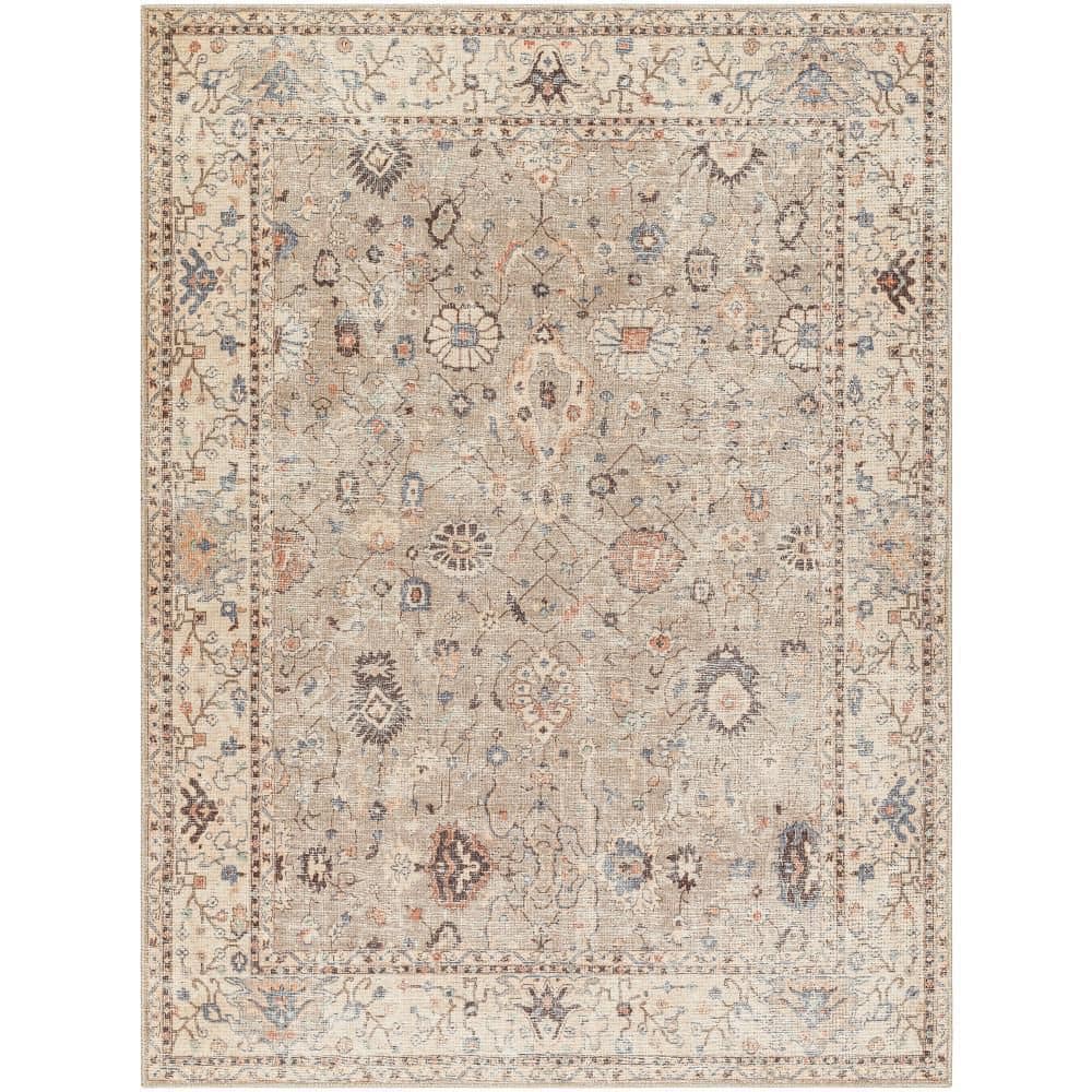 Davina Vintage-Inspired Gray Synthetic Area Rug 3'11" x 5'7"