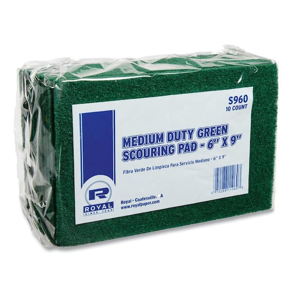 Medium Duty XL Blue Scouring Pad 5 Pack. 10 x 4.5in Large