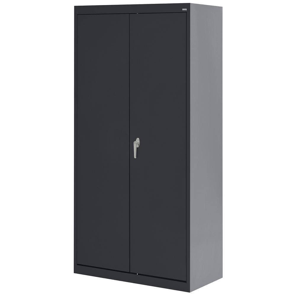 Black Freestanding Lockable Office Cabinet with Adjustable Shelving