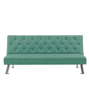 65 in. Green Fabric 2-Seats Upholstered Convertible Twin Sleeper Sofa Bed