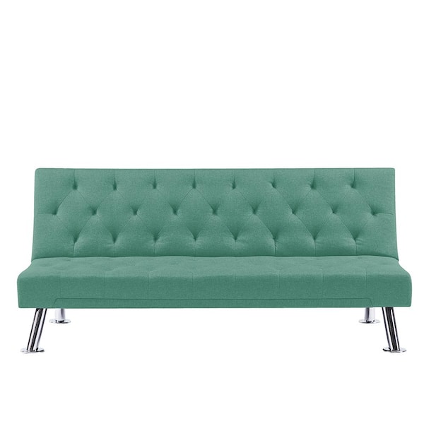 FORCLOVER 65 in. Green Fabric 2-Seats Upholstered Convertible Twin Sleeper Sofa Bed