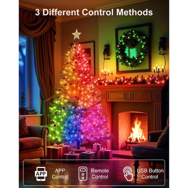 2-Pack 66 ft. 200 LED Twinkle String Lights with Remote and APP