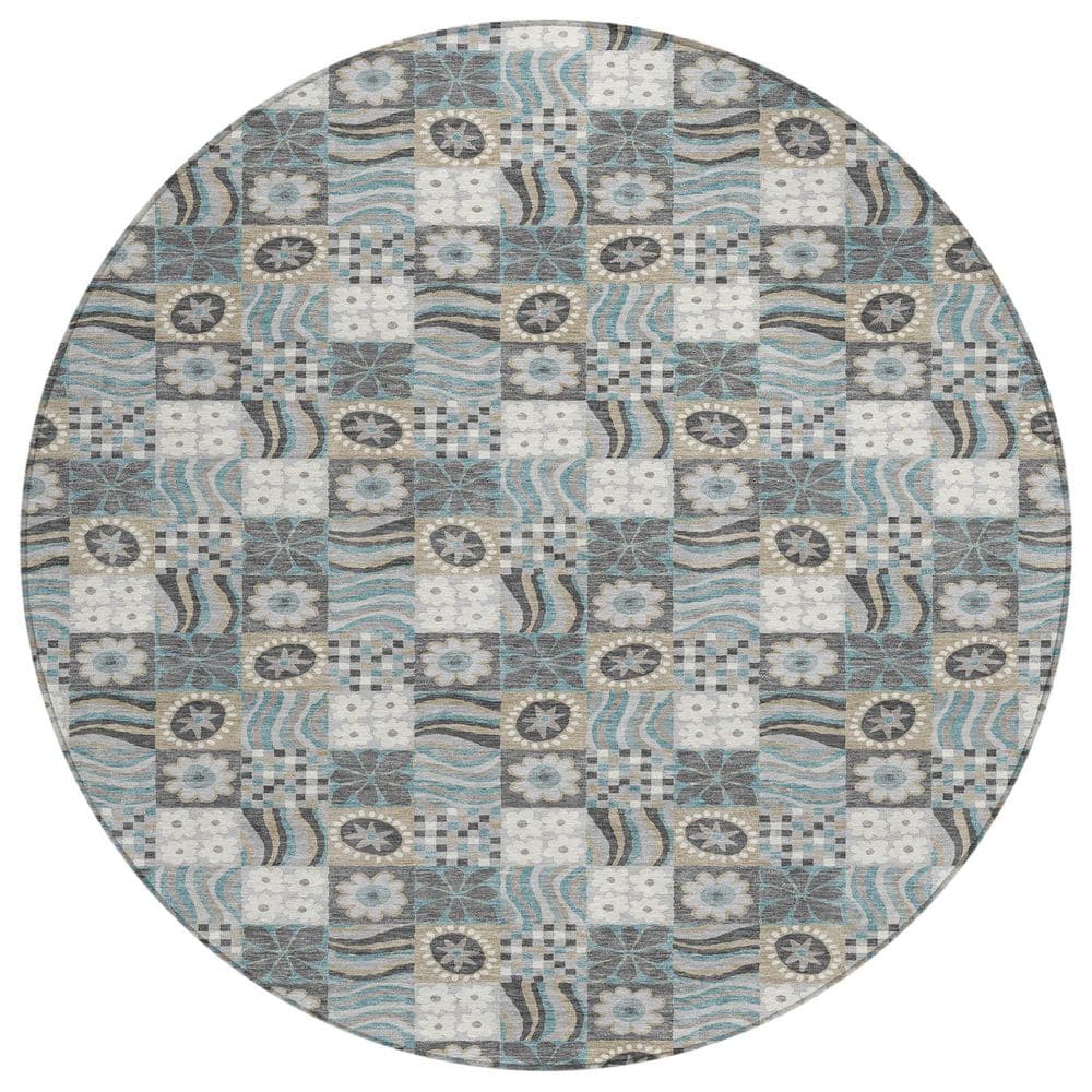 Chantille Machine Washable Indoor/Outdoor Abstract ACN2922 Gray 8 ft. x 8 ft. Round Rug price history on PriceWatchPro