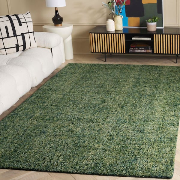 Gabbeh 6 ft. x 6 ft. Green Solid Square Area Rug
