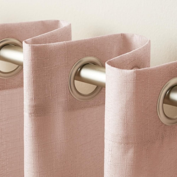 Loha Blush Solid Light Filtering Grommet Top Curtain, 54 in. W x 96 in. L (Set of 2)