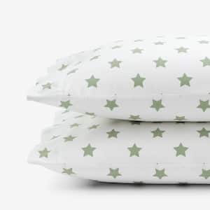 Stars Moss Organic Cotton Percale Standard Pillowcases (Set of 2)