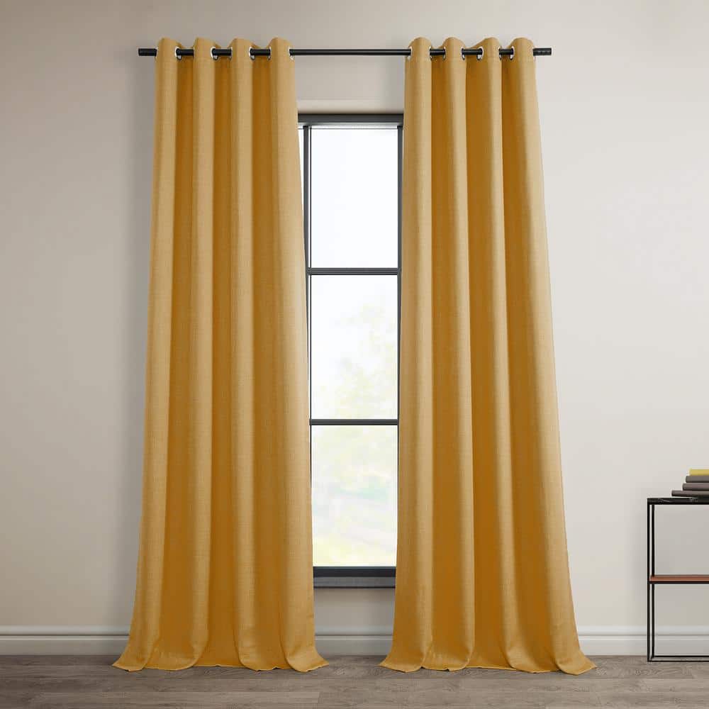 Dandelion Gold Faux Linen Blackout Grommet Window Panel - 84 in. Length