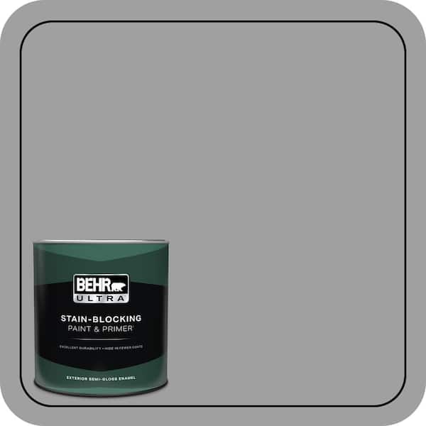 BEHR ULTRA 1 qt. #PPU26-06 Elemental Gray Semi-Gloss Enamel Exterior Paint & Primer
