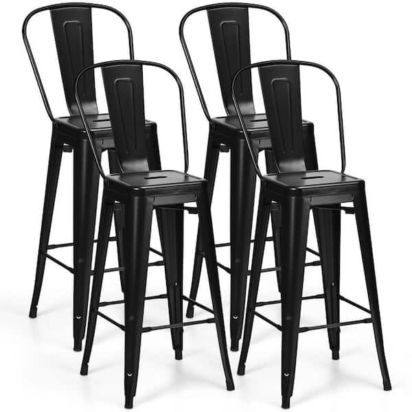 High Back Metal Industrial Bar Stools, 30 Inch Metal Bar Stools With Back