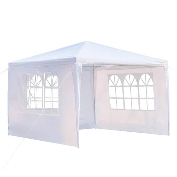 Karl home 10 ft. x 10 ft. White Party Wedding Tent Canopy 3 Sidewall