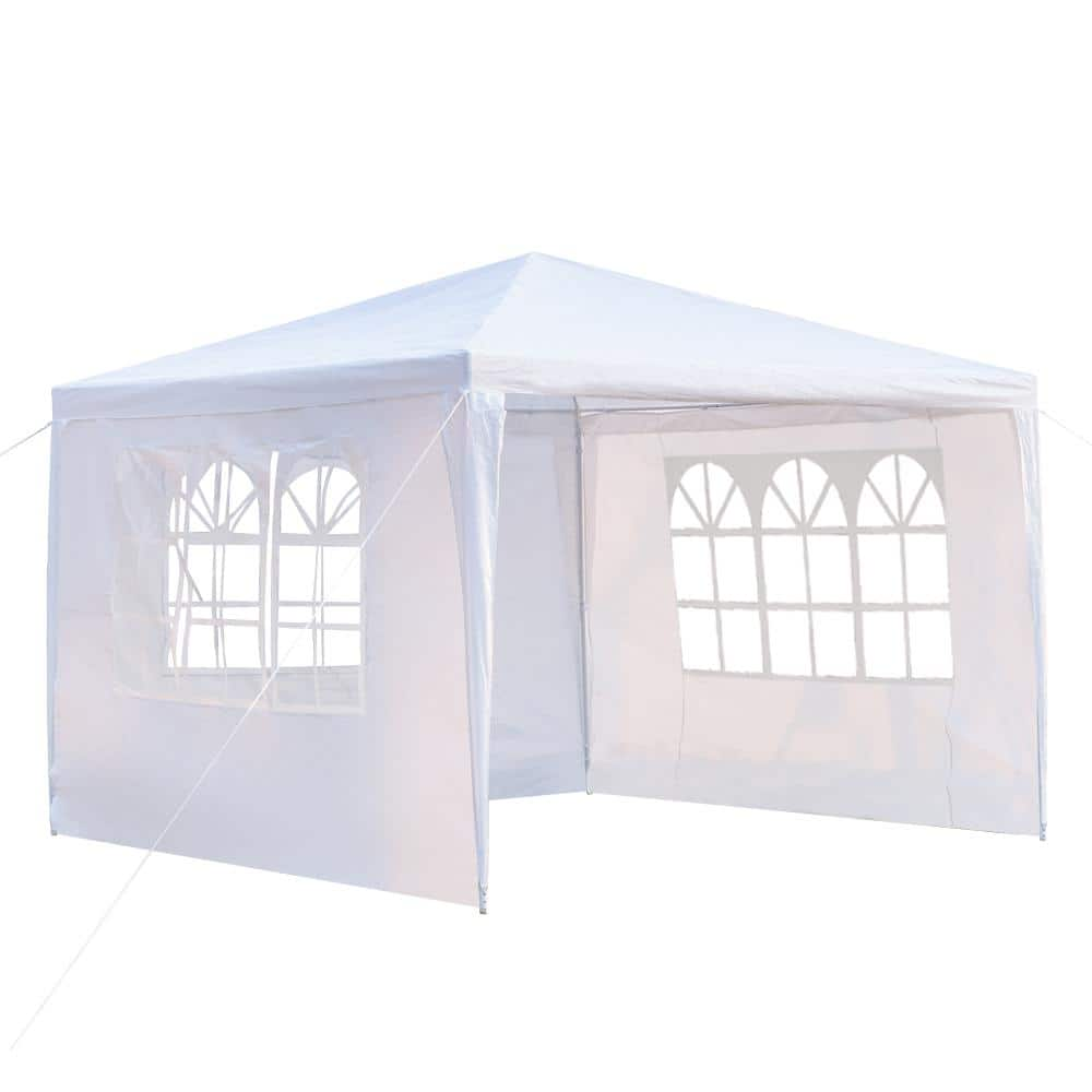 Karl home 10 ft. x 10 ft. White Party Wedding Tent Canopy 3 Sidewall ...