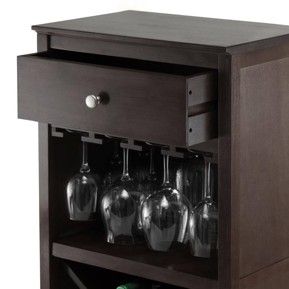 Elegant Transitional Black Wine Cabinet with X-Shelf and Glass Rack