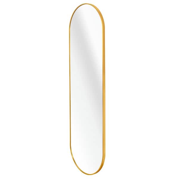 20 in. W x 63 in. H Oval Framed Wall Mounted Bathroom Vanity Mirror in Gold