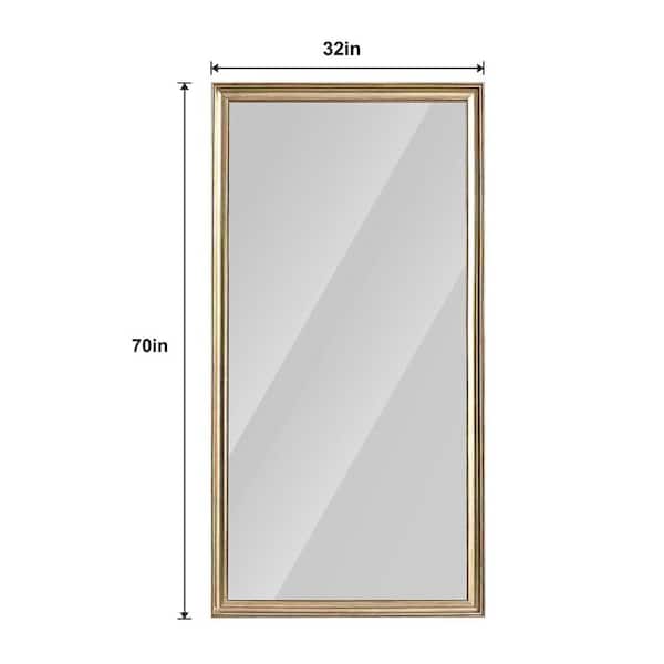 Copper 32 in W x 70 in. H Art Deco Rectangle Metal Framed Mirror Wall Mirror Wall Decor Mirror