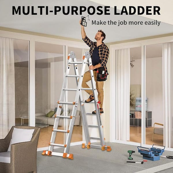 17 ft. Aluminum Multi-Position Ladder with Stabilizer Bar, 330 lb