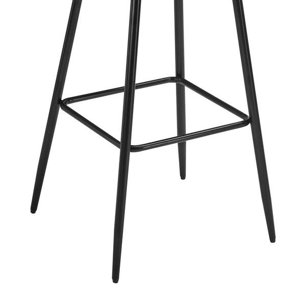 LUE BONA 30 in. Metal Frame Black Faux Leather Upholstered Bar Chairs Armless Bar Stools with Back and Footrest Set of 3 LB23CH0042 100HD