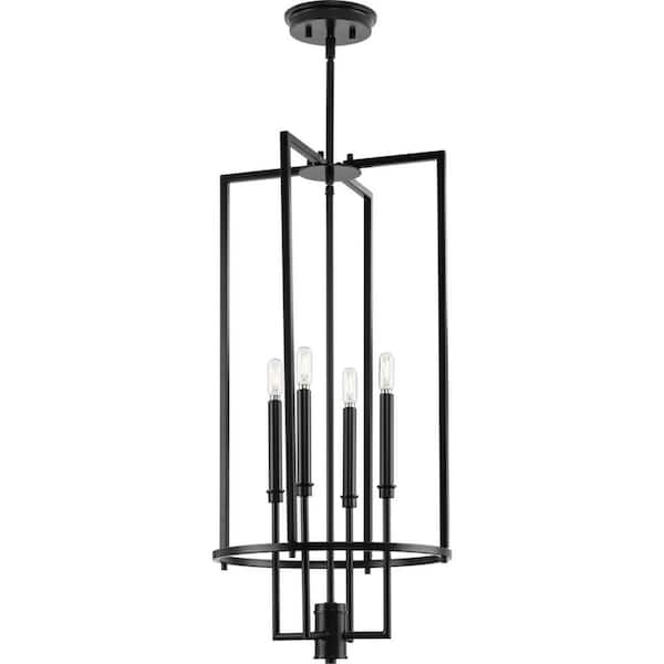 Elara 4-Light Matte Black Chandelier New Traditional Foyer Light for Entryway