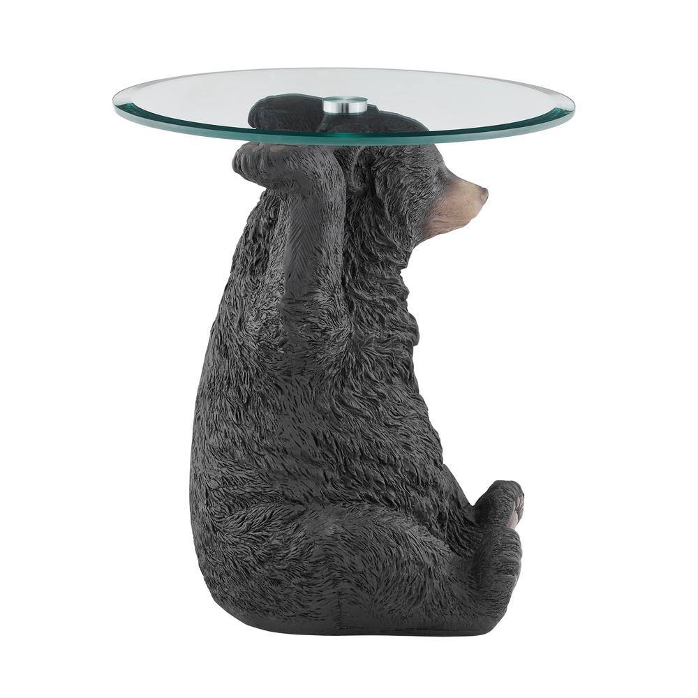 Barney Bear Round Glass and Resin Side Table