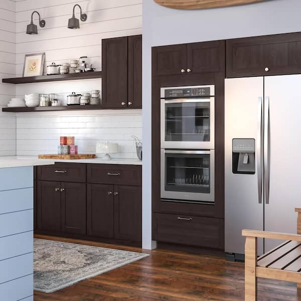 Edson Ready-to-Assemble 33x84x24.6 in. Base Double Oven Cabinet in Dusk