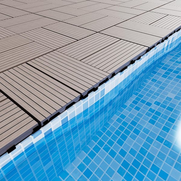 10-Pack Teak Prefinished Pressure Treated Composite Deck Tile