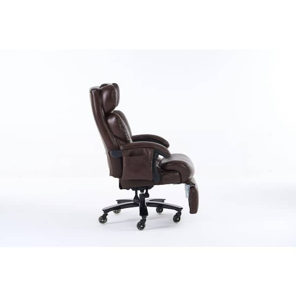 Cressida Faux Leather Upholstered Swivel Office Chair in Brown with Adjustable Height and Wheels