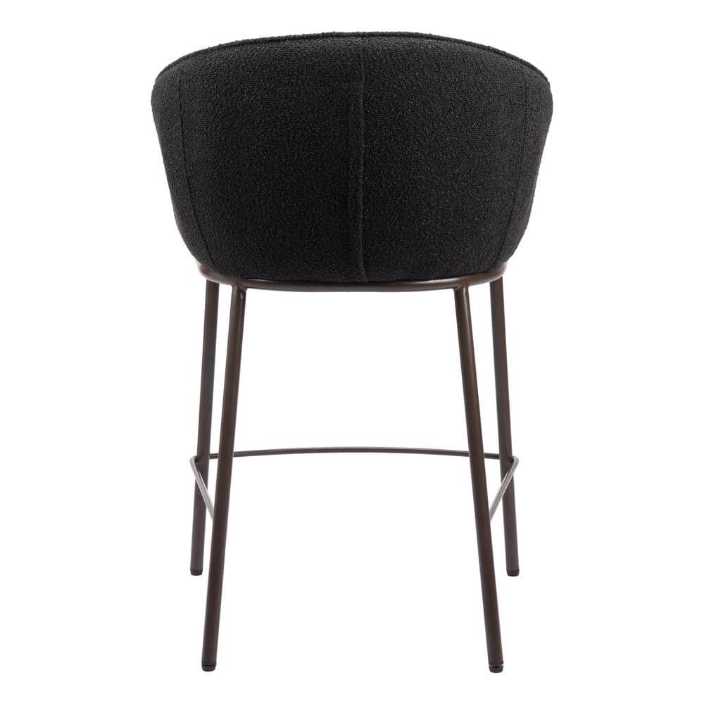 Essen Black Teddy Fabric and Bronze Counter Stool