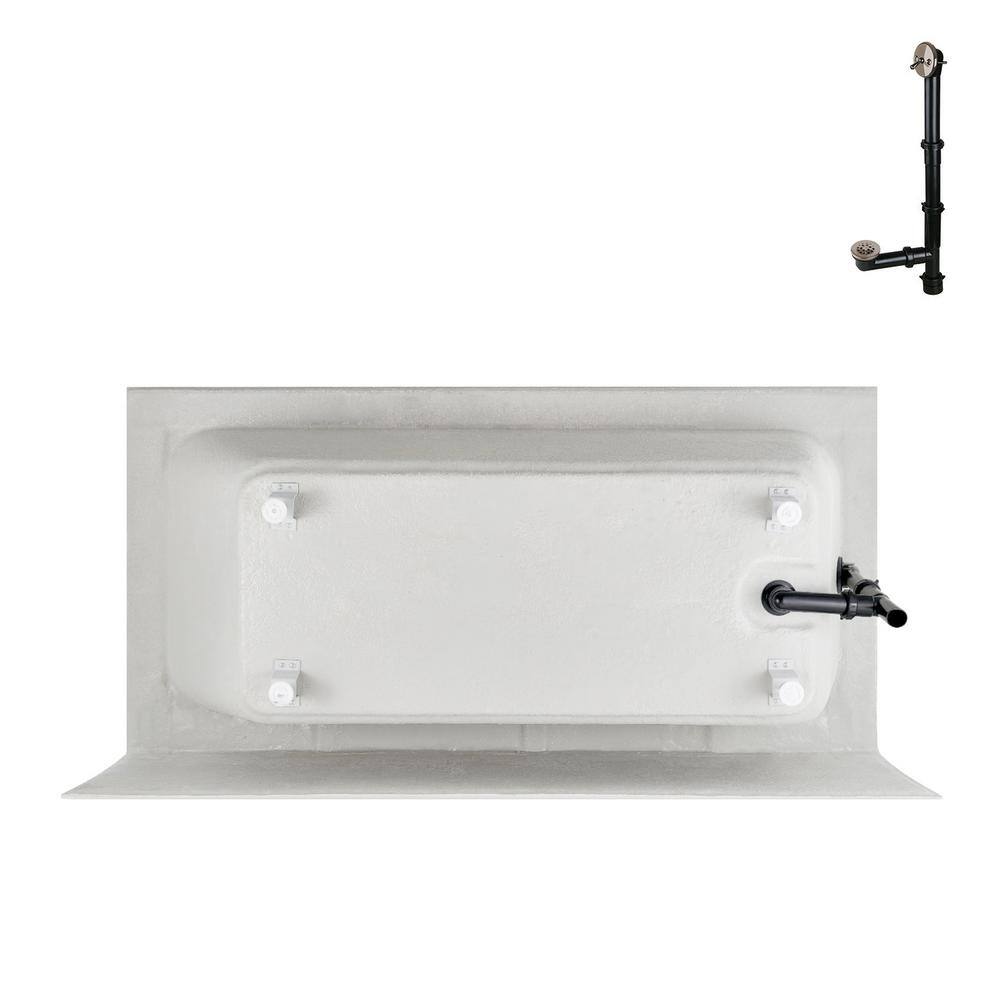 Glossy White Acrylic Rectangular Alcove Bathtub with Brushed Nickel Drain