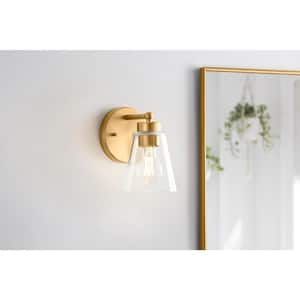 Eastburn 1-Light Gold Wall Sconce with Clear Glass Shade