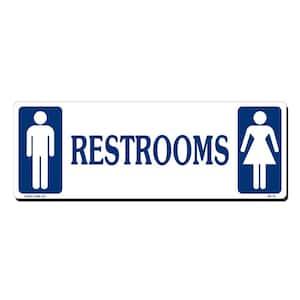 14 in. x 5 in. Restrooms Sign Printed on More Durable, Thicker, Longer Lasting Styrene Plastic