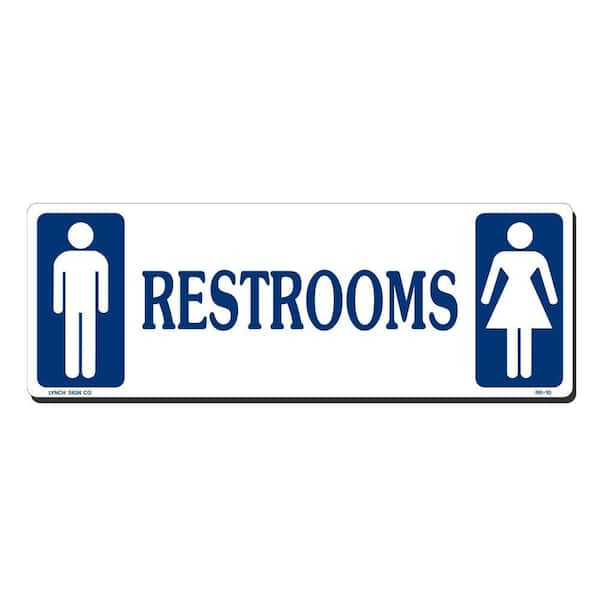 14 in. x 5 in. Restrooms Sign Printed on More Durable, Thicker, Longer Lasting Styrene Plastic