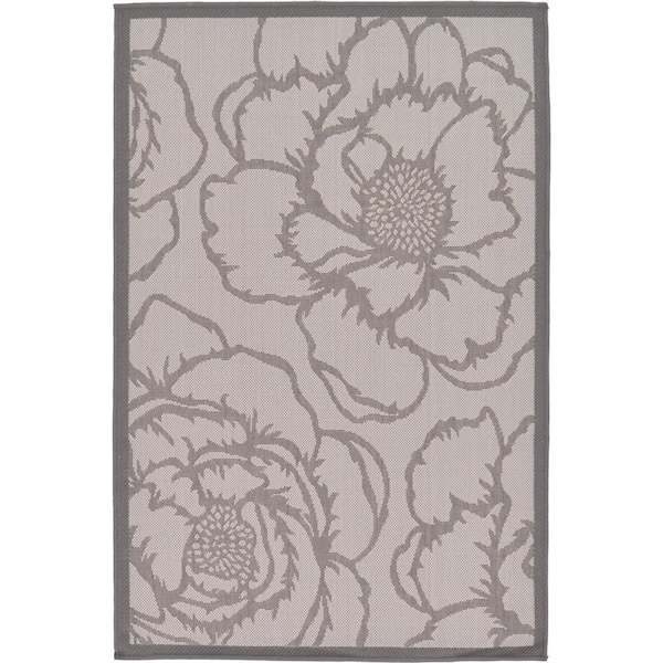 Unique Loom Outdoor Rose Gray 3' 3 x 5' 0 Area Rug