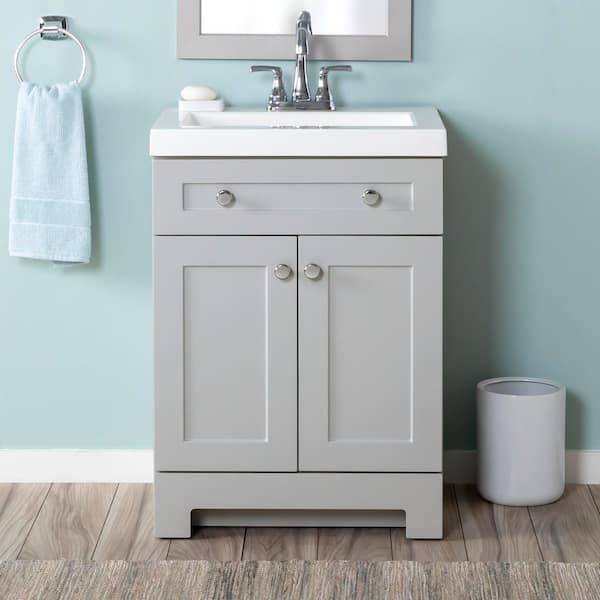 Everdean 25 in. Single Sink Pearl Gray Bath Vanity with White Cultured Marble Top (Assembled)