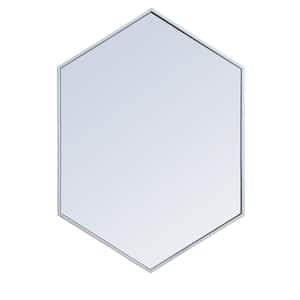 Timeless Home 24 in. W x 34 in. H x Contemporary Metal Framed Hexagon Silver Mirror