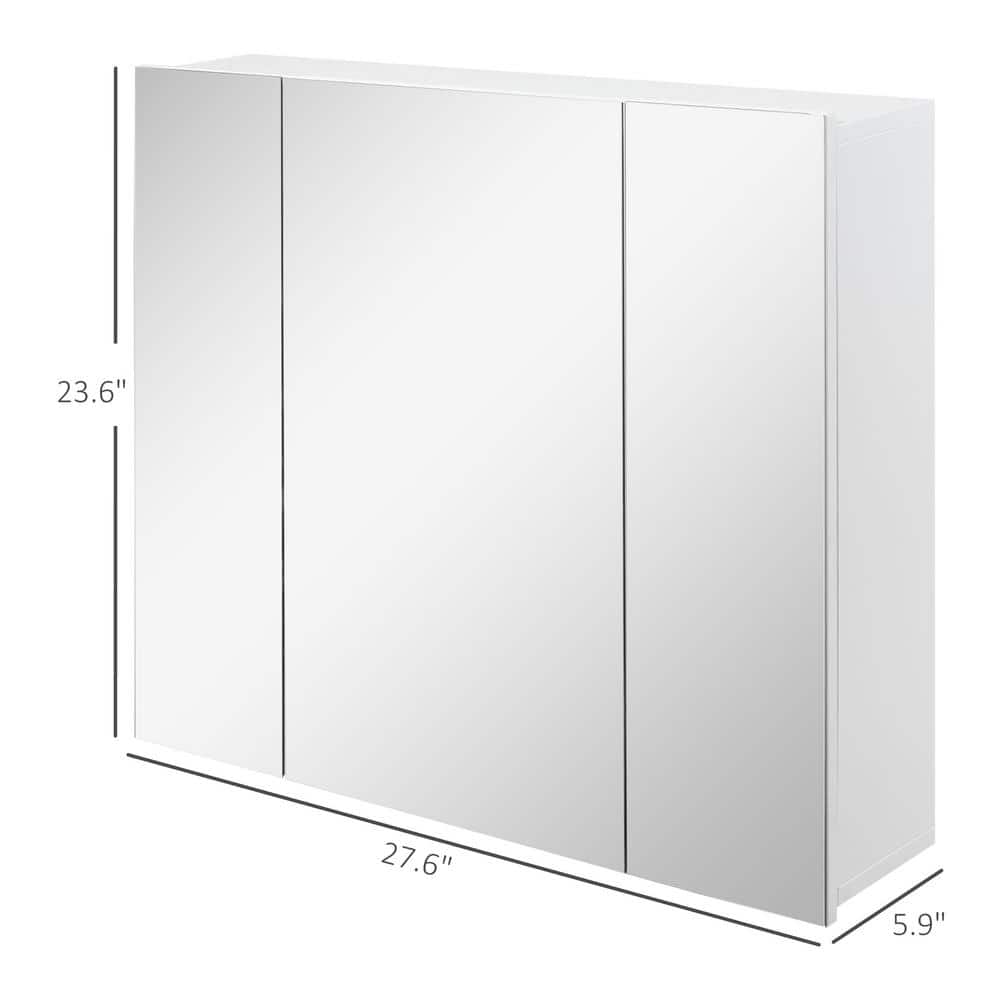 White Wall-Mounted Bathroom Mirror Medicine Cabinet with Adjustable Shelves