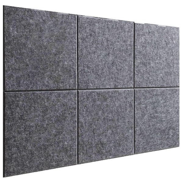 Afoxsos 24 x 36 Rectangular Grey Felt Reusable Wall Tiles with 35-Pins and Adhesives for Office and Home Bulletin Board 6-Pack