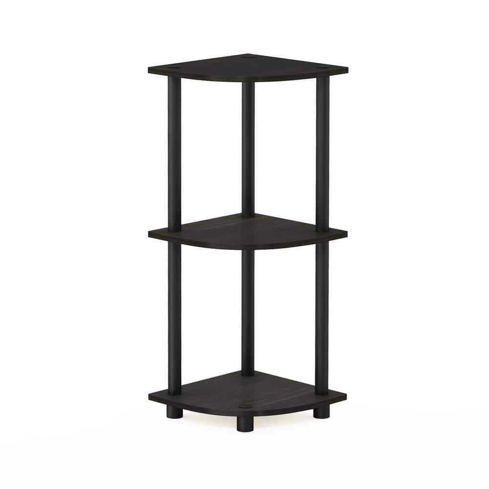 Black 3-Shelf Corner Display Rack with Adjustable Shelves
