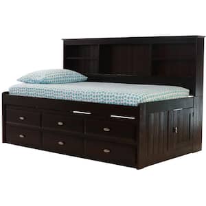 Mission Espresso Brown Twin Sized Bookcase Daybed with 6-Drawers
