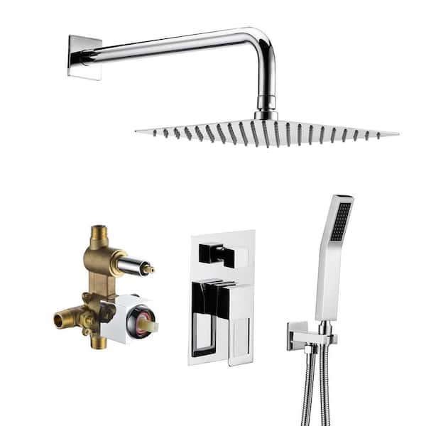 SUMERAIN Modern 1-Handle 1-Spray Shower Faucet 1.8 GPM with Pressure Balance in Chrome(Valve Included)