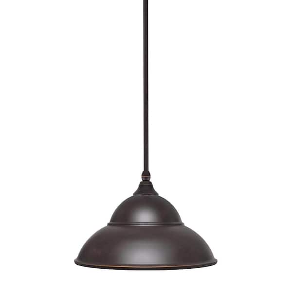Unbranded Sparta 100-Watt 1-Light Dark Granite Shaded Pendant Mini Pendant Light with Metal Shade, No Bulb Included
