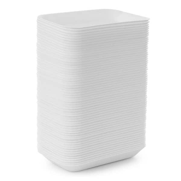 White Foam Disposable Food Tray with BPA-Free Material for Kitchen Use, 60 pcs, Sturdy and Multipurpose